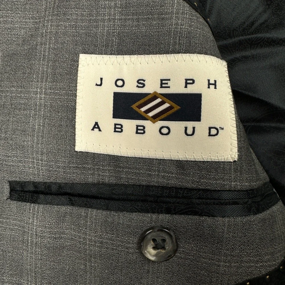 Joseph Abboud Mens Grey Glen Plaid Wool Blazer Italian Lanificio Super 120's 40L